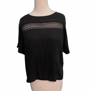 Levi’s‎ Cutout Lace Keyhole Blouse Top Black Small